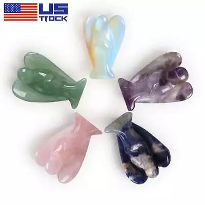 Healing Crystal Carved Pocket Stone Love Peace Angel Shape Figurines Reiki Stone • $8.39