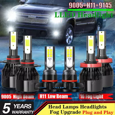 For Chevy Suburban Tahoe 2007-2014 - 6X LED Headlight+Fog Light Bulbs Combo Kit • $39.64