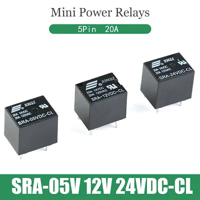 £1.84 • Buy Mini Power Songle Relay SRA-5V 12V 24V DC Coil-20A SPCO/SPDT Contact 5-Pin Black