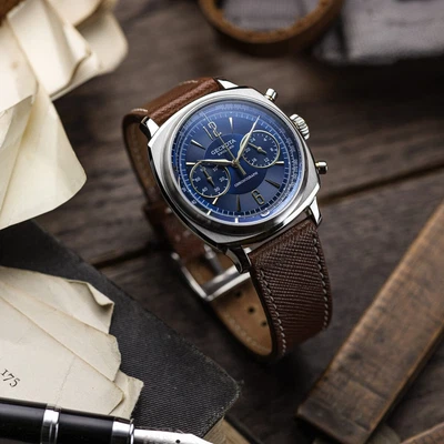 £188 • Buy Geckota Ensign Chronograph Watch - Blue Dial - Mecca-Quartz - New £399 RRP