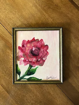 VTG 1980s-90s?? 7x8 Original Oil Painting Rustic Rose In Rustic Frame • $13