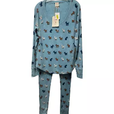 NWT Munki Munki 2pc Pajama Set X-LARGE Multicolor Long Slv & Pant 100% Cotton • $34.99