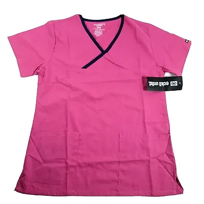 Ecko Unltd Womens Pink V Neck Scrubs 2 Pockets Blouse Size Small S New • $7.09