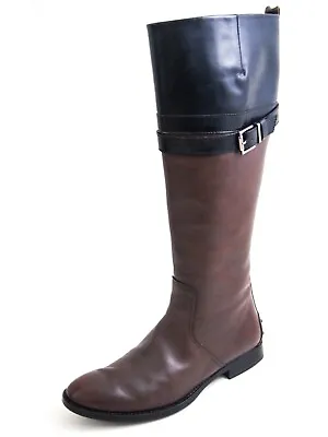 Tod's Knee High Riding Boots Black Brown Leather Womens Size US 6 EU 36 • $407.53