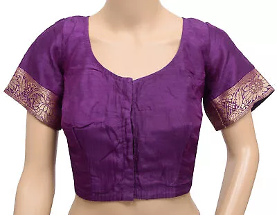 Sushila Vintage Readymade Size 36 Sari Blouse Purple Silk Woven Designer Choli • $19.99