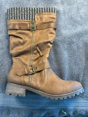 NIB Xappeal Chelsey Brown Side Zip Buckle Trim Zip Boots Women's Size 9M • $55.25