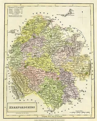 Herefordshire Map Sidney Hall Original Engraved Hand Colour  1830 • £30.65