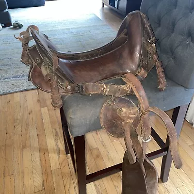 Vintage ORIGINAL Antique WW1 1917 Military Calvary Saddle With Original Straps • $495