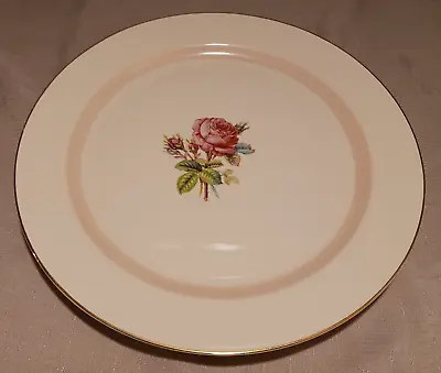 Homer Laughlin 14  N1580 Chop Plate Round Platter Center Rose Pink Band Gold EUC • $12.95