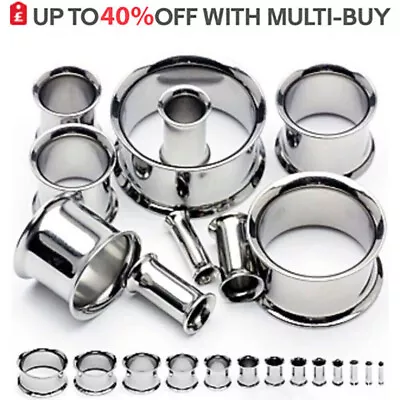 £2.99 • Buy Double Flared Flesh Tunnel Plug Stretcher Stainless Steel Ear Expander 2mm-30mm 