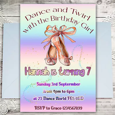 Personalised Ballet Birthday Party Invitations Girls Dance Invites A6 X 10 • £3.60