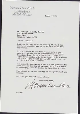 Autographed Typed Letter W Envelope Norman Vincent Peale  Protestant Clergyman • $29.99