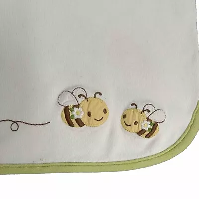 Vintage Gymboree Blanket Bumble Bees White Green Yellow 100% Cotton Flaw • $22