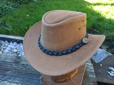 £20.99 • Buy Australian Western Style Real Leather Cowboy Bush Hat Braided Band Chin Straps