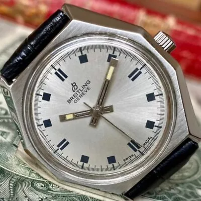 Vintage Breitling Men's Silver Manual Winding Watch - Classic Timepiece • $418.99