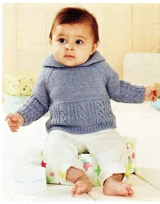 ~Pull-Out Baby Knitting Pattern For Adorable Raglan Sleeve Hoodie ~ Birth ~ 7yrs • £1.80