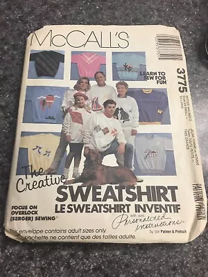 Vintage (1980's) Uncut McCall's #3775 Misses/Mens The Creative Sweatshirt XS-XL  • $4.80