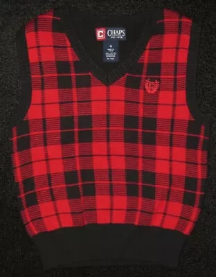 Chaps Ralph Lauren Sweater Vest Kids Boys New Red & Black Plaid 4 • $24.50