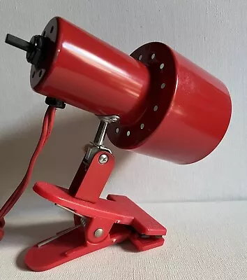 Vintage Red Metal Clip On Light Lamp Spotlight Memphis Late Century Desk Art • $39.99