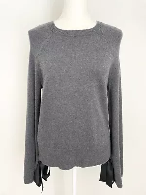 J. Crew Mercantile Womens Knit Sweater Size XS Gray Crew Neck Ribbon Bow Accents • $39.99