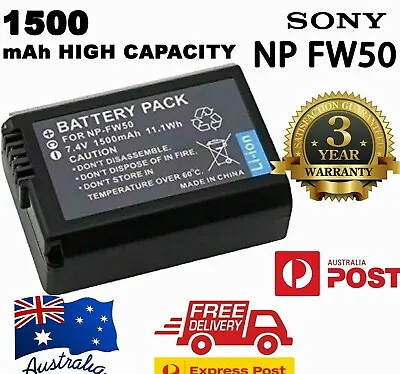 $13.45 • Buy NEW 1500mAh NP-FW50 Battery For Sony A6300 A6000 A5000 A7R, NEX-7 NEX-5T AU