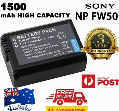 $13.46 • Buy NEW 1500mAh NP-FW50 Battery For Sony A6300 A6000 A5000 A7R, NEX-7 NEX-5T AU