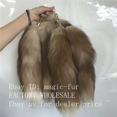 2/10pcs Natural Coffee Amber Fox Tail Fox Fur Tail Keychain Motorcycle Costume • $14