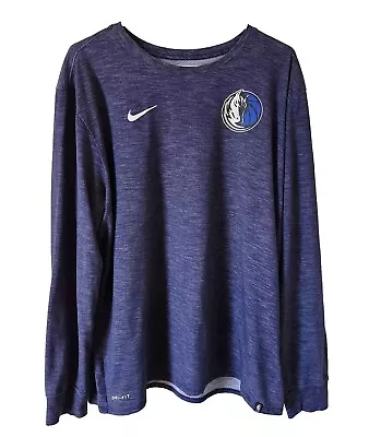 The Nike Tee Dallas Mavericks Athletic Cut Dri Fit Mens XL Navy Blue Long Sleeve • $19.95