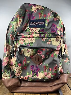 Jansport Right Pack Expressions Backpack Bookbag Rose Pink Gray Suede Bottom • £19.27