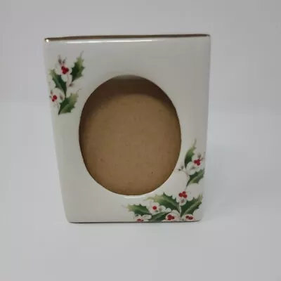 Vintage Christmas Holly Berry Ceramic Photo Frame Japan • $12