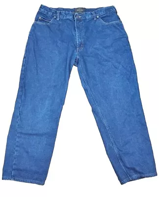Redhead Green Flannel Lined Denim Blue Jeans Mens 38X30 • $19.96