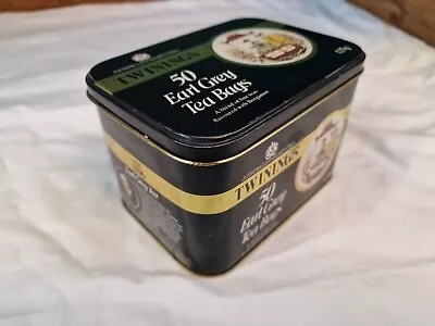 Vintage Twinings Tin 50 Earl Grey Tea Bags 125g Hinged Lid • £12