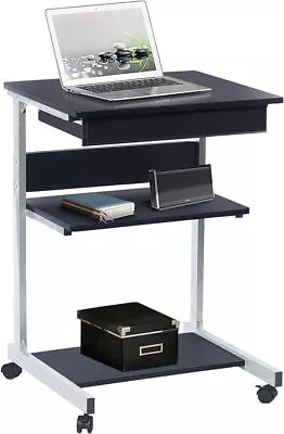 Rolling Laptop Cart W/ Storage Mobile Workstation Computer Desk Office Classroom • $56.69
