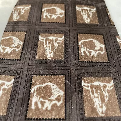 Roper Mens Necktie Brown Buffalo Skulls Geometric Cowboy Rancher Rodeo • $16.24