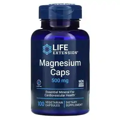 Life Extension Magnesium Caps 500 Mg 100 Vegetarian Capsules • £14.01