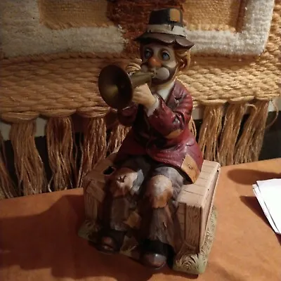 WACO-Melody In Motion Willie The Trumpeter Hobo Clown Music Box Porcelain Japan • $39