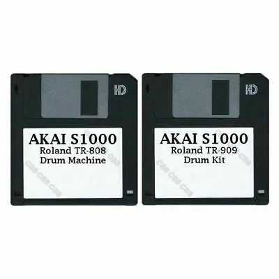 Akai S1000 Set Of Two Floppy Disks Roland TR-808 Drum Machine & TR-909 Drum Kit • $20.99