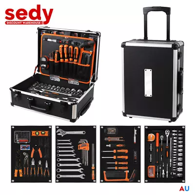 177Pcs Combination Hand Tool Kit With Rolling Box Spanner Socket Wrench Mechanic • $152.99