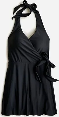 NWT J Crew Women's Halter Wrap Swim Dress Bathing Suit Black Size 6  Vacation • $30