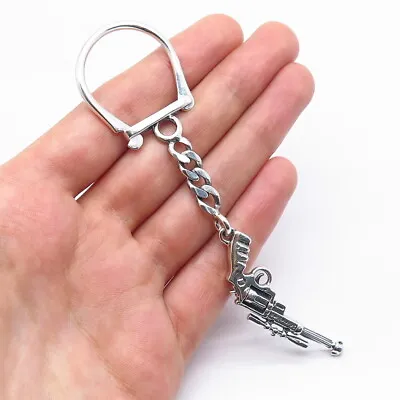 925 Sterling Silver Vintage Revolver Cuban Chain Key Ring • $89.95