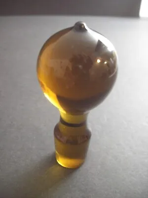 Vintage Amber Crystal Bottle Decanter / Perfume Bottle Stopper Topper - 3-1/4  • $15