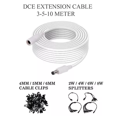 Power Extension Cable For 12V DC 3m 5m 10m CCTV LED & Adapters 2.1mm*5.5mm Jack • £5.70