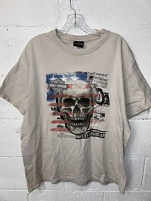 Harley Davidson T-Shirt Man's XL Skull Eagle Print Myrtle Beach Sc Tee White E3 • $11.98