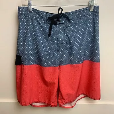 B. Split Red & Blue Colorblock Swim Trunks Size Large • $14