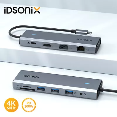 IDSONIX USB C Hub Ethernet Multiport Dock Type C Adapter For MacBook Pro Laptop • $19.67