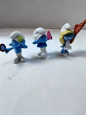 3 McDonaldsl Toys Smurf Figures 2011 & 2013 Peyo 3” Smurfette Vanity Grouchy • $9