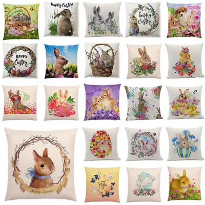 18 X 18  Easter Rabbit Throw Pillow Case Cushion Cover Spring Home Decoration • £4.79