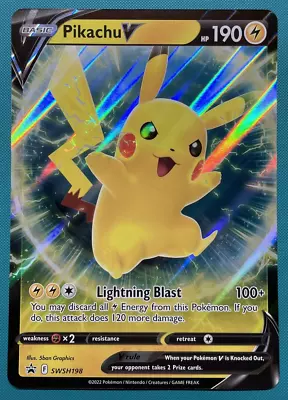 Pokémon TCG Pikachu V SWSH198 Jumbo Black Star Promo NM • $3.25