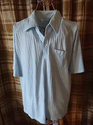 Lily Dache 70's Men's Collared Light  Blue Textured Shirt M/L • $18.48