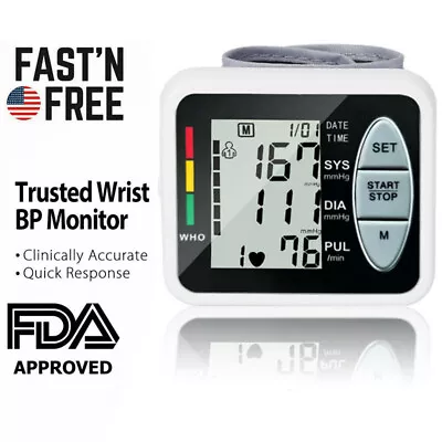 Automatic Digital Wrist Blood Pressure Monitor Heart Rate Machine Meter BP Cuff • $16.99